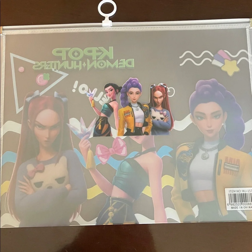 K-pop demon hunters Themed large Transparent Pouches folders new 4 plastic vinyl